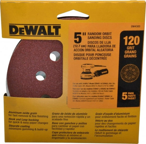 5" 120G Sandpaper, 5/Pack