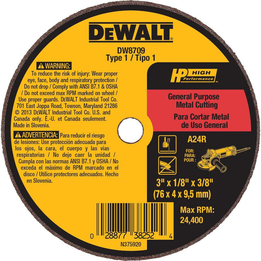 3" x 1/8" x 3/8" Cutoff Wheel, 50/Pack