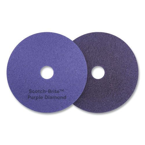 Scotch-Brite 08742 Diamond Floor Pads, 14" Diameter, Purple, 5/carton