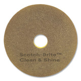 Scotch-Brite 09545 Clean and Shine Pad, 16" Diameter, Brown/Yellow, 5/Carton