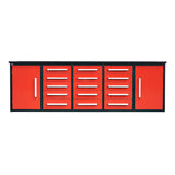 10ft Workbench Storage Cabinet with 15 Drawers & 2 Cabinets