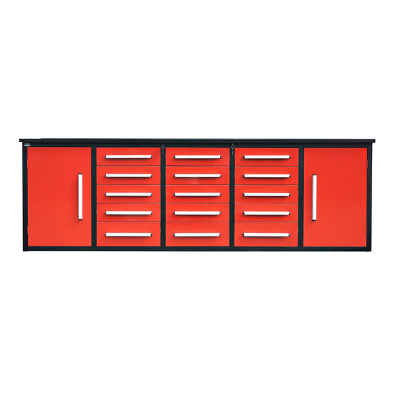 10ft Workbench Storage Cabinet with 15 Drawers & 2 Cabinets