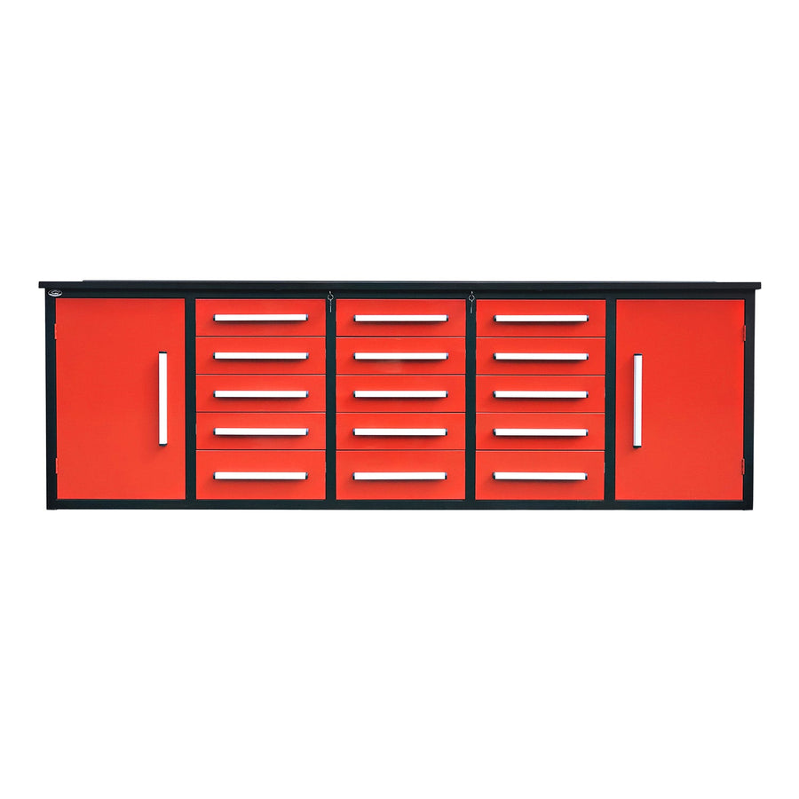 10ft Workbench Storage Cabinet with 15 Drawers & 2 Cabinets