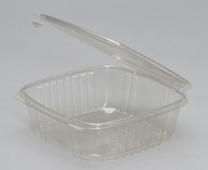 Genpak AD48 48oz Deli Container Clear Hinged 8-1/16"x8"x2-1/2" APET 200/CS