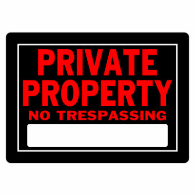 10x14 PrivProp Sign BLK