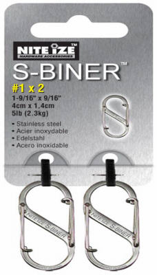 NITE IZE INC SB1-2PK-11 2PK SS S-Biner Clip