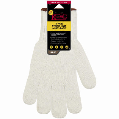 Kinco International 1775-3PK-L LG WHT Poly Glove