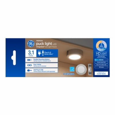 GE 3PK WHT Puck Light