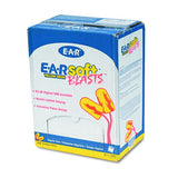 3M 311-1252 E-A-Rsoft Blasts Earplugs, Corded, Foam, Yellow Neon, 200 Pairs/Box 2