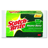 Scotch-Brite HD-3 Heavy-Duty Scrub Sponge, 4.5 X 2.7, 0.6" Thick, Yellow/green, 3/pack 2