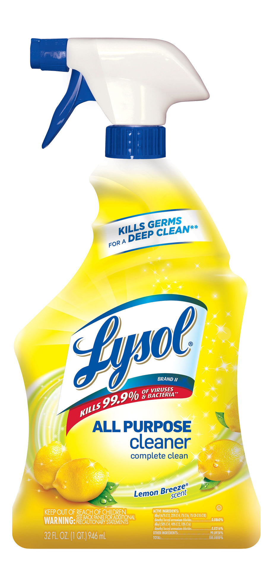 Reckitt Benckiser 75352 Lysol All Purpose Cleaner 32 oz. Trigger Spray Lemon Breeze 12/CS