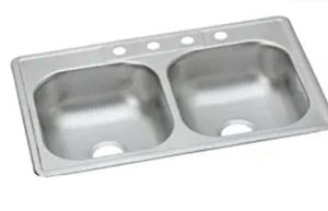33" x 22" Stainless Steel Double Bowl Kitchen Sink