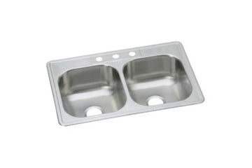 33 x 22 Double Bowl Deck Sink
