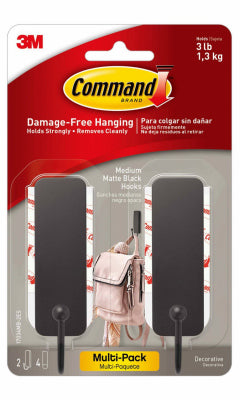 2PK MED Matte BLK Hook