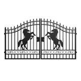 12x8 ft Dual Swing Driveway Steel Gate