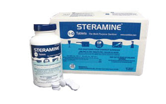 Steramine 1-G Sanitizer Tablets 150 Tablets per Tube/ 900 Tablets 6/BX