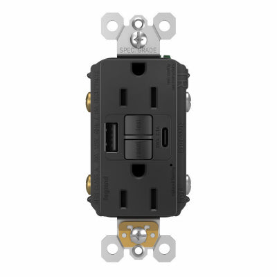 15A BLK USB AC Outlet