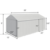 12'x20' Heavy-Duty Metal Garage Shed