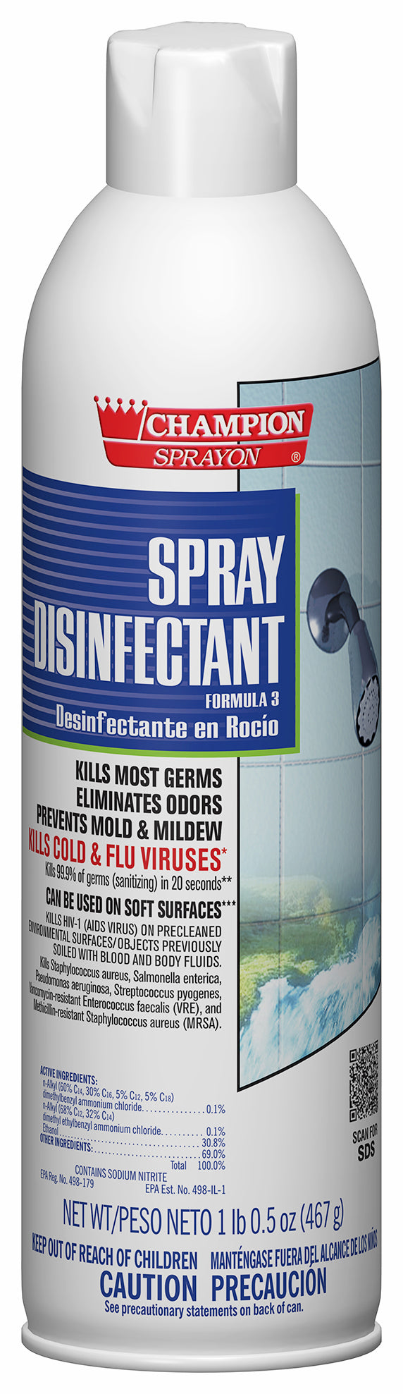 Chase Products 5157 Aerosol Quaternary Disinfectant Spray 16.5 oz 12/CS