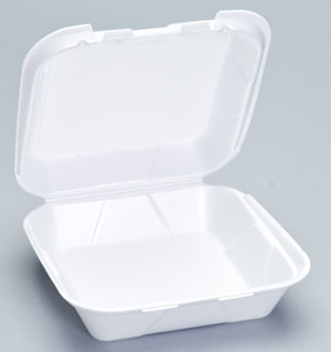 Genpak SN240 Medium 1-Comp Hinged Container 8"x8"x3" White Foam 200/CS
