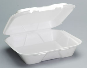 Genpak SN200 Large 1-Comp Hinged Container 9-3/16"x9-9/16"x2-21/32" White Foam 200/CS