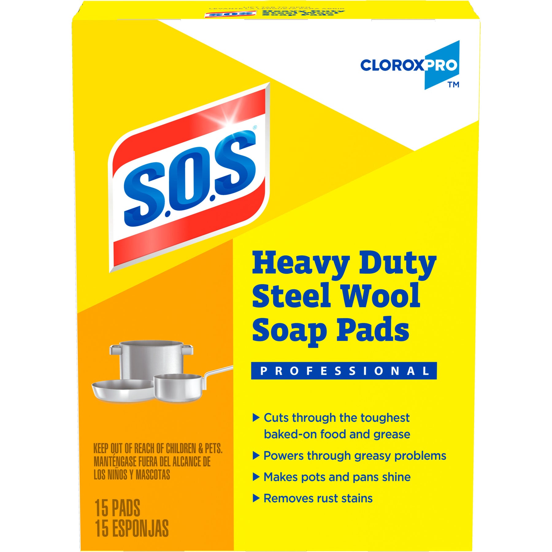 Clorox 88320 S.O.S. Steel Wool Soap Pads 15 Count 12/CS