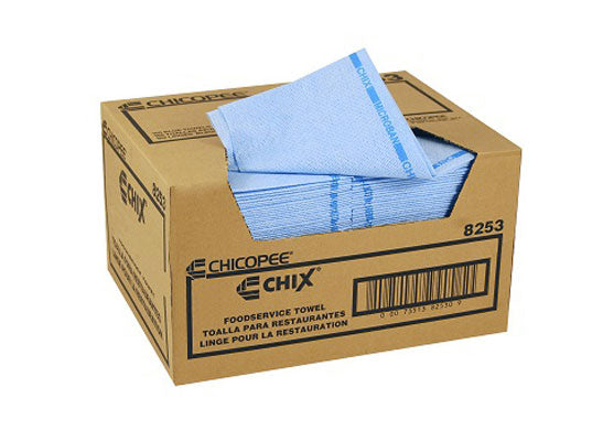 Chicopee 8253 CHIX Foodservice Towel 5day 13.5x21 w/Micro Blue/Blue Stripe wash/rinse 150/CS