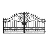 14x8 ft Steel Dual Swing Driveway Gate-European Style