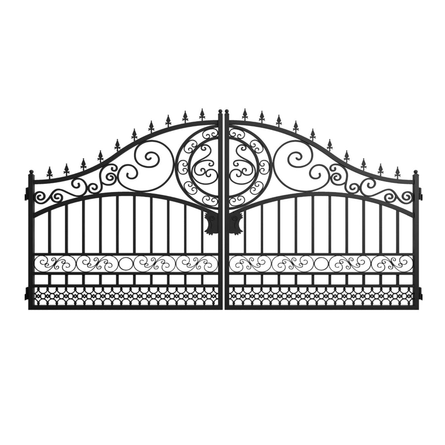 14x8 ft Steel Dual Swing Driveway Gate-European Style