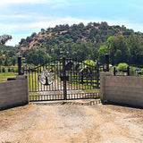 14x8 ft Steel Dual Swing Driveway Gate with Wider Goalposts