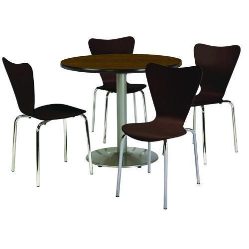 KFI Studios 810389025064 Pedestal Table with Four Espresso Jive Series Chairs, Round, 36" Dia x 29h, Walnut