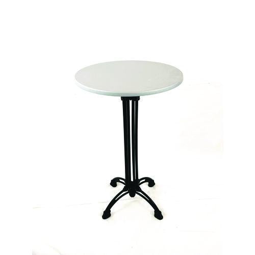 JMC Furniture 106P24R2 Topalit Tables, Round, 24" dia x 44"h, Brushed Silver Top, Black Iron Base/Legs