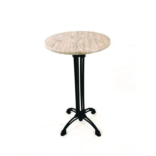 JMC Furniture 106P24R7 Topalit Tables, Round, 24" dia x 44"h, Washington Pine Top, Black Iron Base/Legs