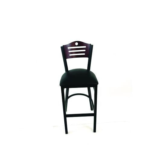 JMC Furniture EBBVBLKB Eagle Series Barstool, Supports Up to 300 lb, 28.5" Seat Height, Black Seat, Dark Mahogany Back, Black Base