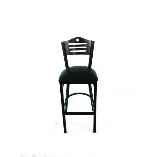 JMC Furniture EBBVBLKC Eagle Series Barstool, Supports Up to 300 lb, 28.5" Seat Height, Black Seat, Dark Walnut Back, Black Base