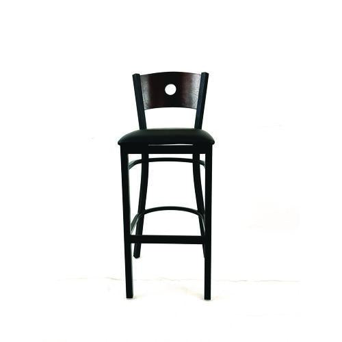 JMC Furniture CRBBVBLKC Circle Series Barstool, Supports Up to 300 lb, 28.5" Seat Height, Black Seat, Dark Walnut Back, Black Base