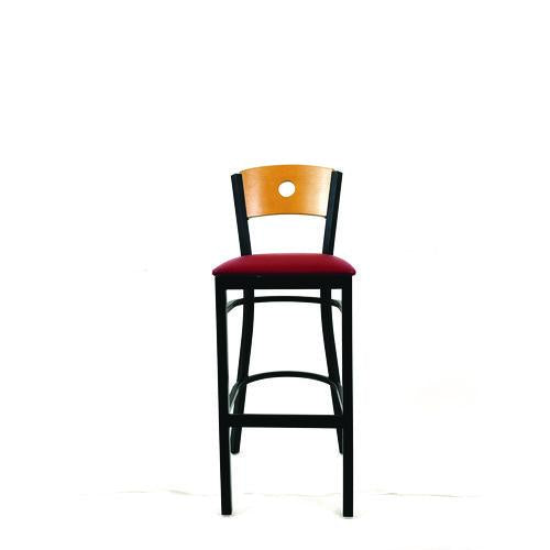 JMC Furniture CRBBVBURD Circle Series Barstool, Supports Up to 300 lb, 28.5" Seat Height, Burgundy Seat, Natural Back, Black Base
