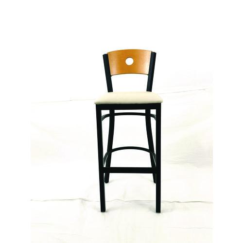 JMC Furniture CRBBVCRMD Circle Series Barstool, Supports Up to 300 lb, 28.5" Seat Height, Cream Seat, Natural Back, Black Base