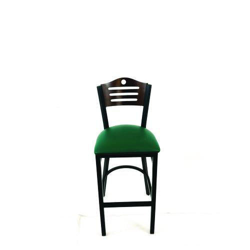 JMC Furniture EBBVGRNC Eagle Series Barstool, Supports Up to 300 lb, 28.5" Seat Height, Green Seat, Dark Walnut Back, Black Base