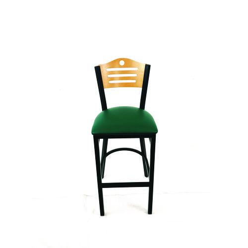 JMC Furniture EBBVGRND Eagle Series Barstool, Supports Up to 300 lb, 28.5" Seat Height, Green Seat, Natural Back, Black Base