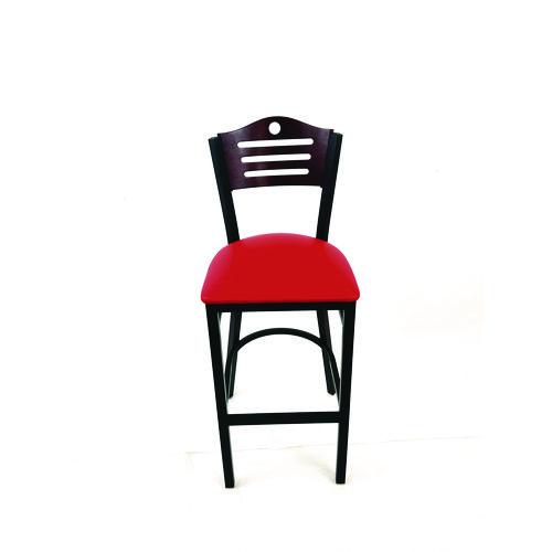 JMC Furniture EBBVREDB Eagle Series Barstool, Supports Up to 300 lb, 28.5" Seat Height, Red Seat, Dark Mahogany Back, Black Base