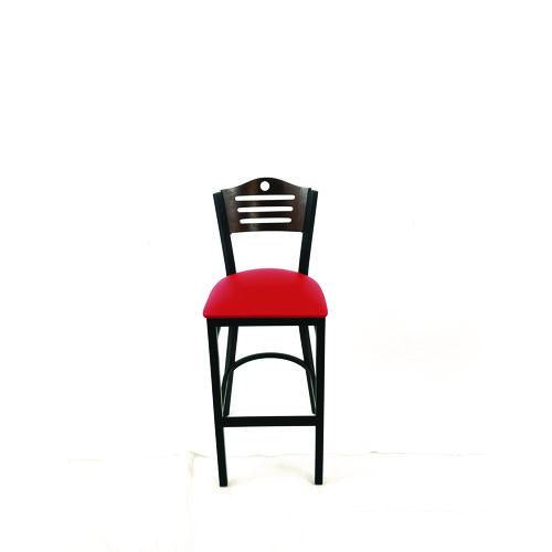 JMC Furniture EBBVREDC Eagle Series Barstool, Supports Up to 300 lb, 28.5" Seat Height, Red Seat, Dark Walnut Back, Black Base