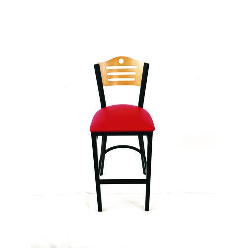 JMC Furniture EBBVREDD Eagle Series Barstool, Supports Up to 300 lb, 28.5" Seat Height, Red Seat, Natural Back, Black Base