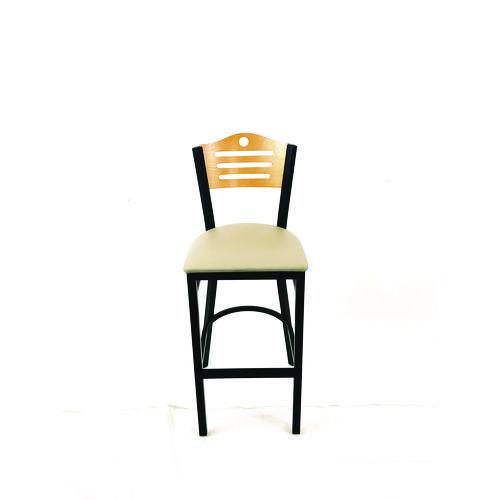 JMC Furniture EBBVTAUD Eagle Series Barstool, Supports Up to 300 lb, 28.5" Seat Height, Taupe Seat, Natural Back, Black Base