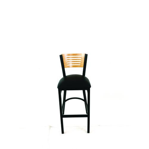 JMC Furniture JRBBVBLKD Jones River Series Barstool, Supports Up to 300 lb, 28.5" Seat Height, Black Seat, Natural Back, Black Base