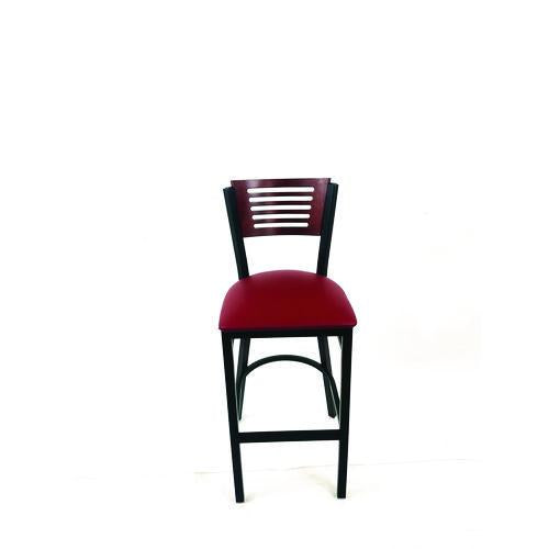 JMC Furniture JRBBVBURB Jones River Series Barstool, Supports Up to 300 lb, 28.5" Seat Height, Burgundy Seat, Dark Mahogany Back, Black Base