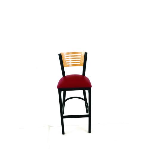 JMC Furniture JRBBVBURD Jones River Series Barstool, Supports Up to 300 lb, 28.5" Seat Height, Burgundy Seat, Natural Back, Black Base