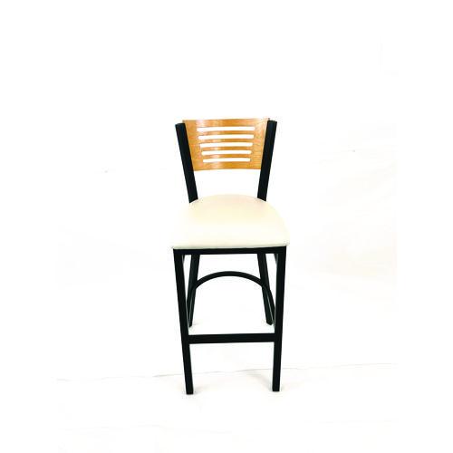 JMC Furniture JRBBVCRMD Jones River Series Barstool, Supports Up to 300 lb, 28.5" Seat Height, Cream Seat, Natural Back, Black Base