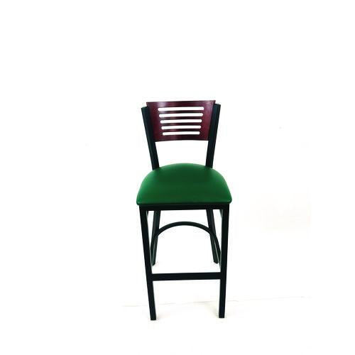 JMC Furniture JRBBVGRNB Jones River Series Barstool, Supports Up to 300 lb, 28.5" Seat Height, Green Seat, Dark Mahogany Back, Black Base