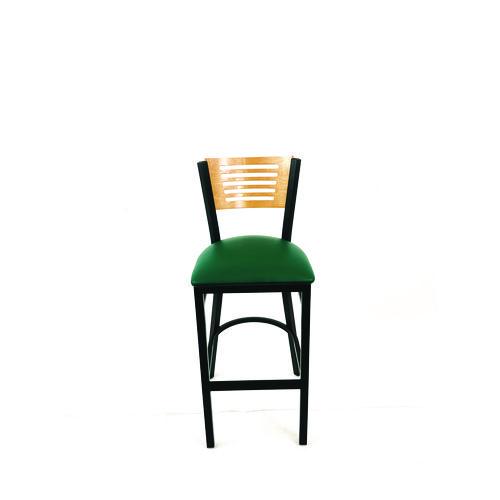 JMC Furniture JRBBVGRND Jones River Series Barstool, Supports Up to 300 lb, 28.5" Seat Height, Green Seat, Natural Back, Black Base